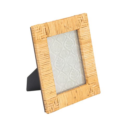 Creative Co-Op Handwoven Rattan Photo Frame, Natural(Holds 5" x 7" Photo)