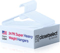Super Heavy Duty Plastic Hangers by [Brand Name] - Made in USA | 24 Pack of White Heavyweight Hangers
