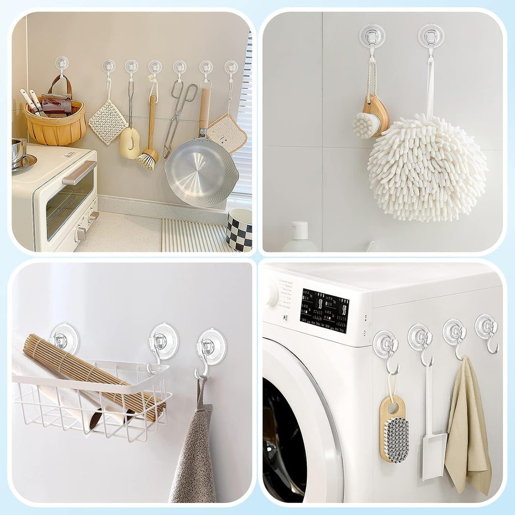 VIS'V Suction Cup Hooks - Heavy Duty Shower Hooks, Removable & Reusable, Clear | 2 Pcs