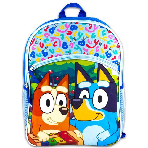 Bluey Backpack for Kids - Bundle with 16" Backpack Plus Water Bottle, Stickers, More | Bluey and Bingo School Bag for Girls
