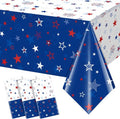Jectivs Patriotic Tablecloths - 3 Pack Independence Day Decorations | 54 x 108 Inch, Stars & Fireworks Design
