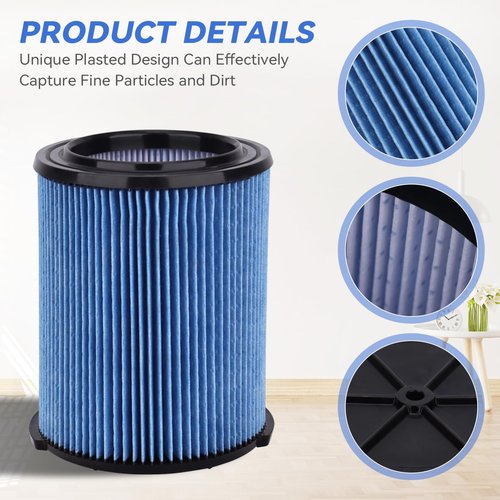 38751 Replacement Vacuum Filter Compatible with Craftsman CMXZVBE38751 Wet/Dry Vac Filter for 5 to 20 Gallon shop vacuums,Fine Dust Filter(9-38751)
