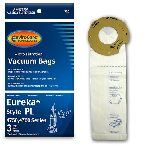EnviroCare Replacement Micro Filtration Vacuum Cleaner Dust Bags compatible with Eureka Style PL Upright Vacuums 3 Pack