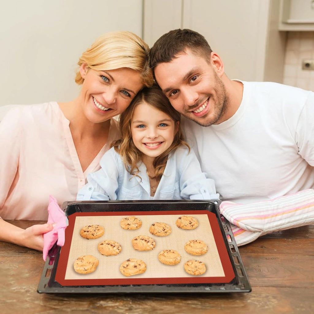 Skiennix Silicone Baking Mats - 3 Pack Non-Stick Oven Sheets for Easy Cleaning & Reusable Baking