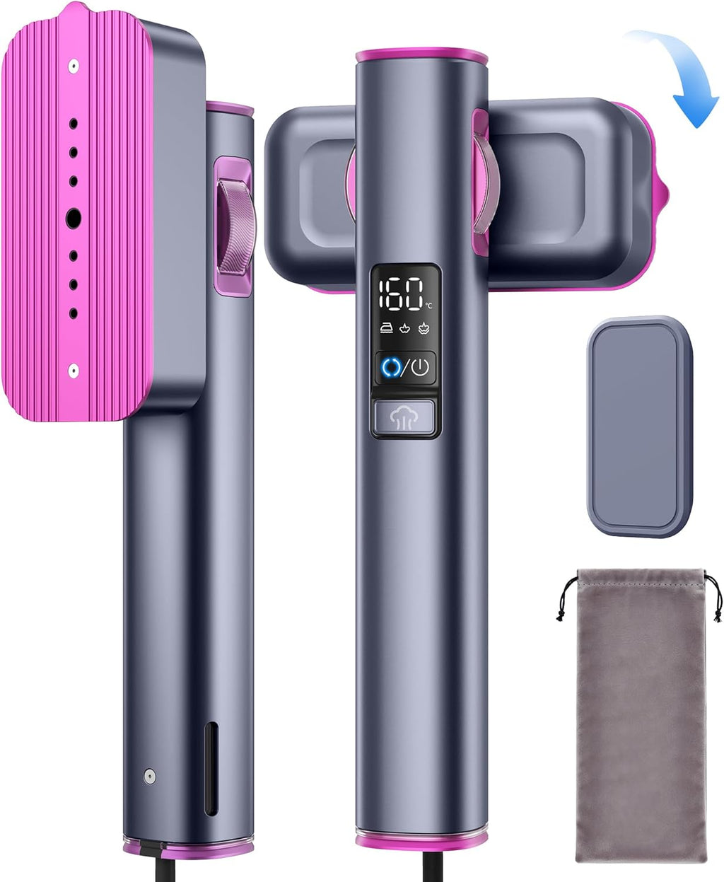 Steamer Genie Handheld Garment Steamer - Portable Travel Steamer with 90° Rotation & 3 Gear Settings