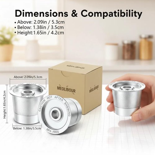 Meolibour 2 Pack Reusable K Cups Coffee Pods for Keurig 1.0: Stainless Steel Refillable K Cup - Reusable Coffee Filter for Keurig 1.0 Coffee Maker, Eco-Friendly, Innovative Design