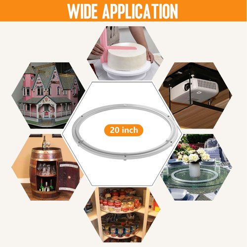 Lazy Susan Hardware, Heavy Duty Lazy Susan Bearing & Swivel Turntable - 20 Inch Rotating Bearing Plate for Round Dining Table, Smooth Swivel Mechanism