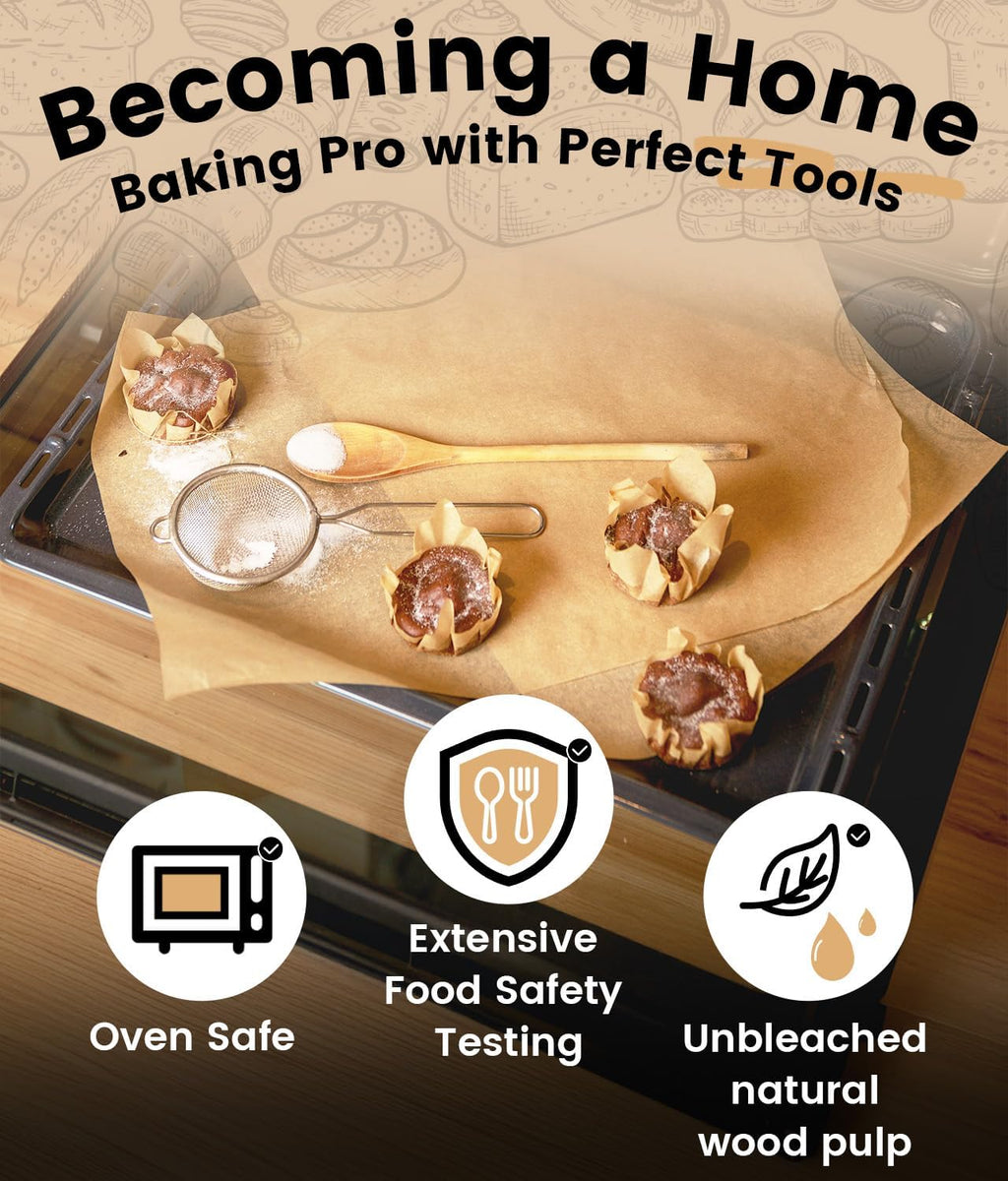 Unbleached Parchment Paper Sheets by [Brand Name] - 200 Non-Stick, Non-Toxic Pre-Cut 12x16 Inches for Baking, Cooking & Grilling