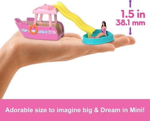 Barbie Mini Playsets - Dream Boat Toy Vehicle with Color-Change Surprise & 1.5-Inch Doll