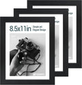 Black Woodgrain Picture Frame Set of 3 | Solid Wood & HD Tempered Glass for Table Display or Wall Hanging