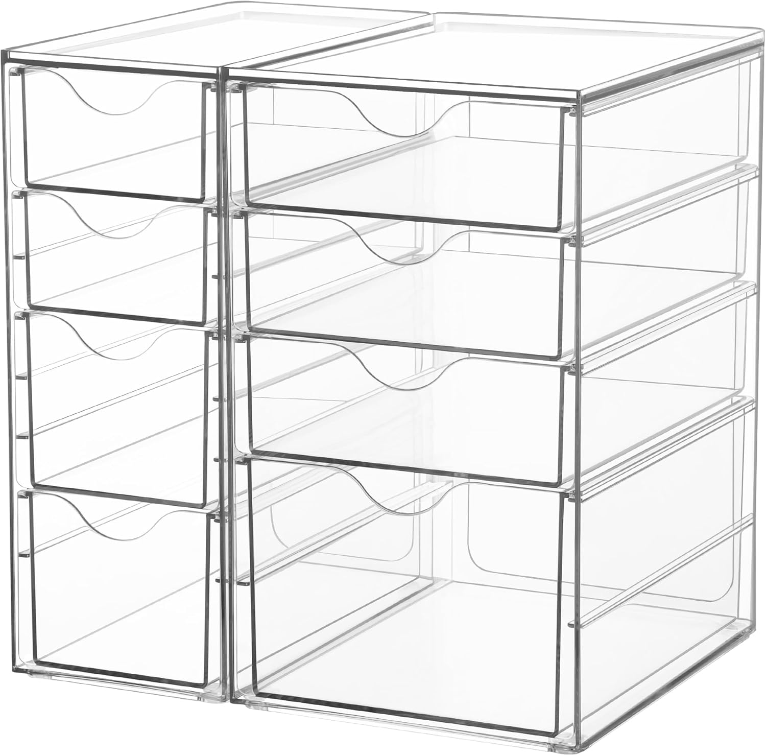 Vtopmart Acrylic Organizer - 8 Drawer Clear Makeup & Office Storage Solution | Dustproof Design