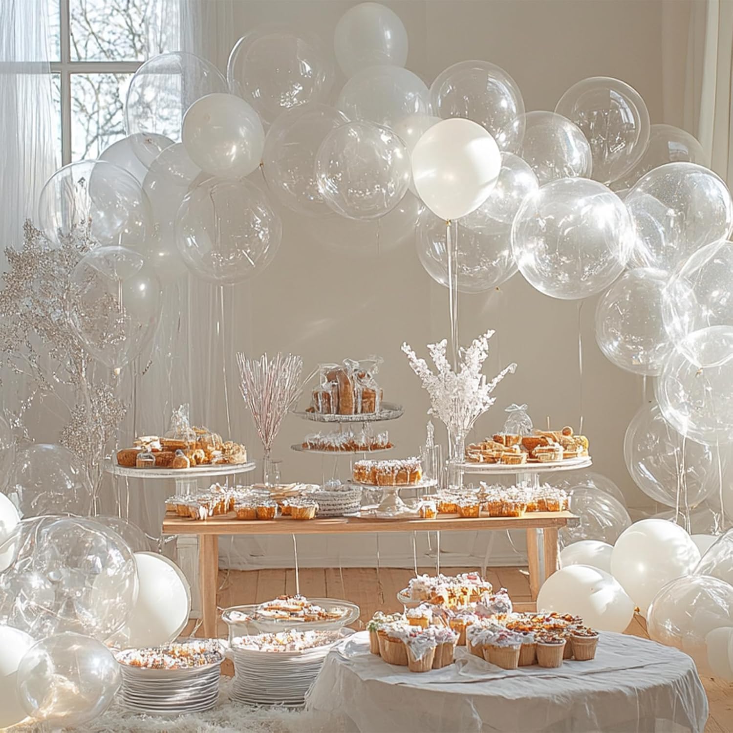 PartyWoo Clear Balloons - 100pcs Transparent Balloon Arch Kit for Weddings, Graduations & Birthdays | 5-36 Inch Sizes