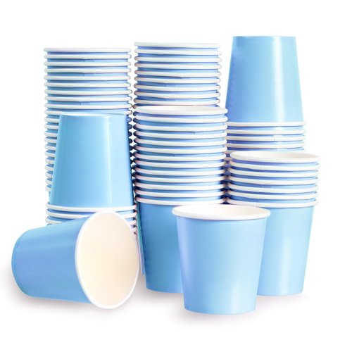 Leafory 4oz Mini Paper Cups, 100 Pack Disposable Bathroom Mouthwash Cups, Espresso Extraction Cup for Home, Office, Bathroom Use, Blue