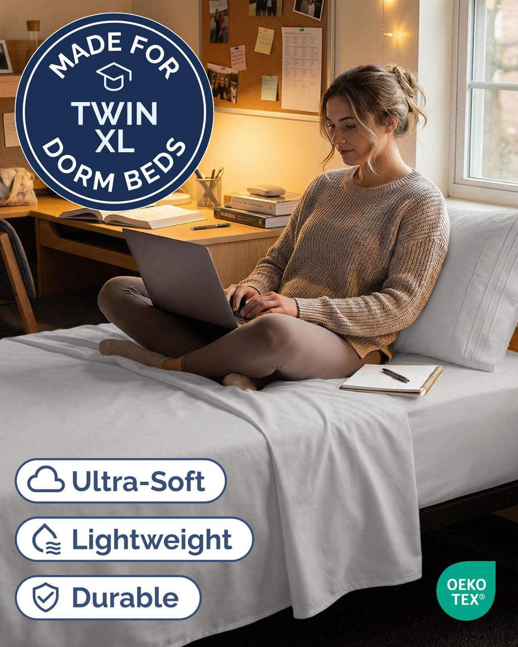 Comfy Twin XL Sheet Set by [Brand Name] - Breathable & Cooling Hotel Luxury Bedding - Deep Pockets, Soft, Wrinkle-Free, French Grey