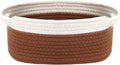 JMvicyroam Woven Basket - Small Rope Storage Bin with Handles for Organizing Shelves & Closets | White & Brown