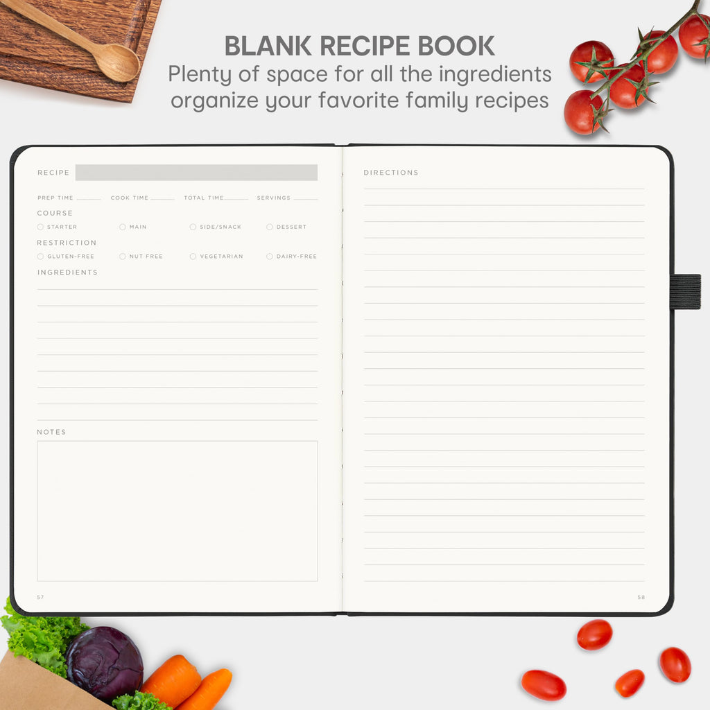 &And Per Se Recipe Book to Write in Your Own Recipes, Blank Recipe Book with Water-Resistant Hardcover, Empty CookBook to Organize Your Recipes - 5.7 X 8 Inches(Black)