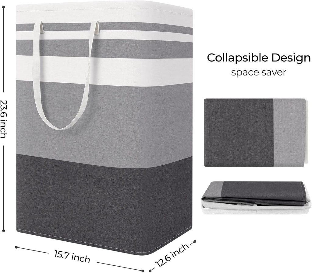 StorageRight Large Laundry Basket - Collapsible Hamper with Easy Carry Handles | 75L Gradient Grey for Bedroom, Dorm, Towels, Toys