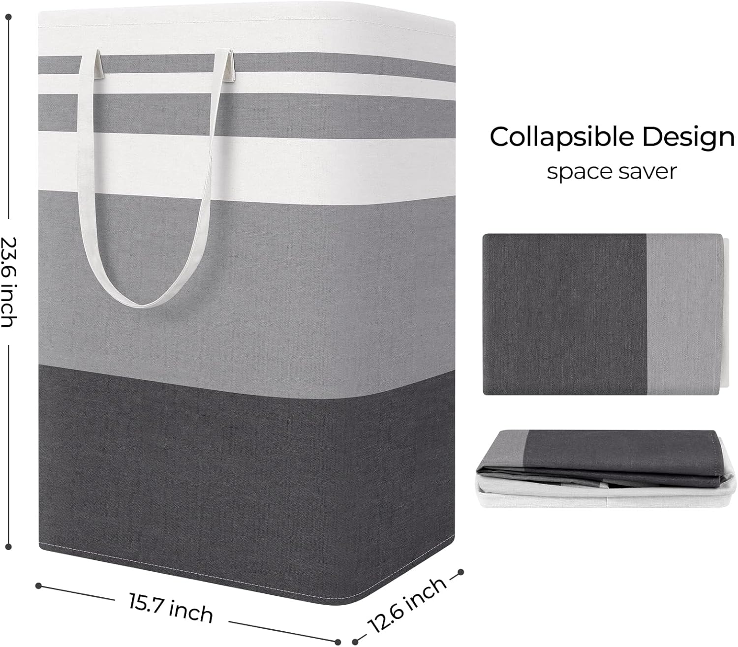 StorageRight Large Laundry Basket - Collapsible Hamper with Easy Carry Handles | 75L Gradient Grey for Bedroom, Dorm, Towels, Toys