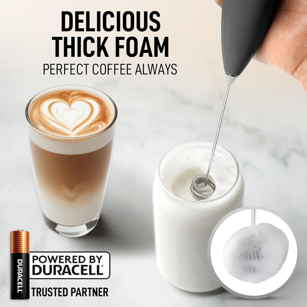 Zulay Kitchen Milk Frother - Powerful Handheld Whisk for Coffee, Lattes & More | Includes 4 Duracell Batteries