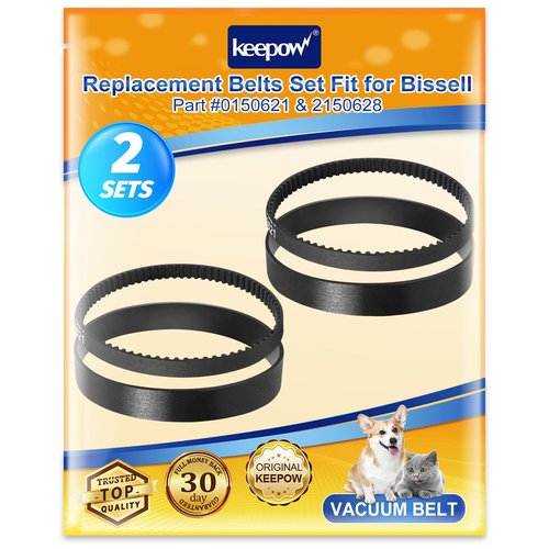 KEEPOW 6960w Belt for Bissell Proheat Steamer, Replacement Belt for Bissell Pet Carpet Cleaner, Fit Model 1846, 1799, 25A3, 7901, 1622, 8910, 7920, 1623, Replace Part 0150621 & 2150628 (2 Sets)