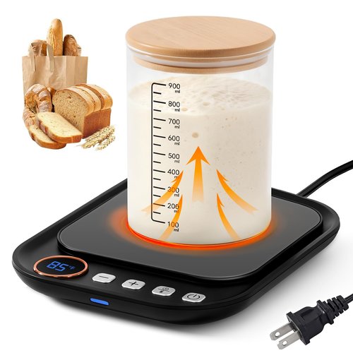 Sourdough Starter Warmer Mat, Sourdough Heating Mat for Jars up to 40 oz with Temp Memory Function & Precise 1°F Thermostat Control, Sourdough Warming Mat for Home Baking (Black, Regular)