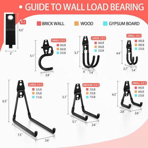 Heavy Duty Garage Hooks 18 Pack by [Brand Name] - Anti-Slip Coating for Bikes, Ladders & Garden Tools