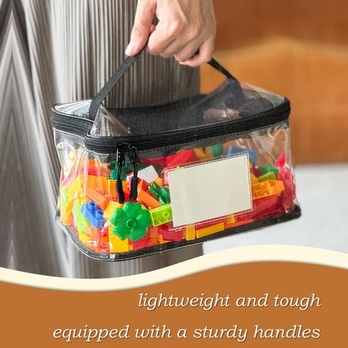 Upgraded Large Storage Toy Organizer, Clear Storage Toy Bags with Label & Manual Pocket for Puzzles (8PCS)
