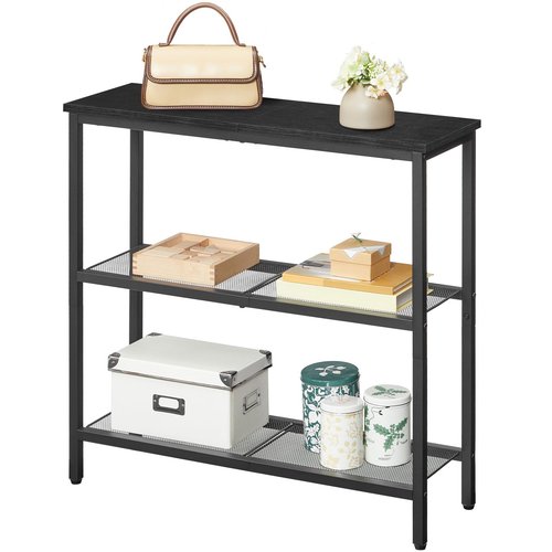 HOOBRO 29.5" Narrow Console Table, 3 Tier Entryway Table with Shelves, Thin Sofa Table, Behind Couch Table, Display Side Table, for Hallway, Entrance, Living Room, Black BB73XG01