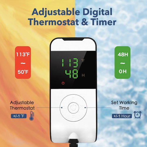 Kombucha Heating Wrap - Fermentation Heater Warmer Temperature Control, 50-113°F, 48H Timer, Round Design, Extra Large for Sourdough, Pizza,brew bru, Kombucha