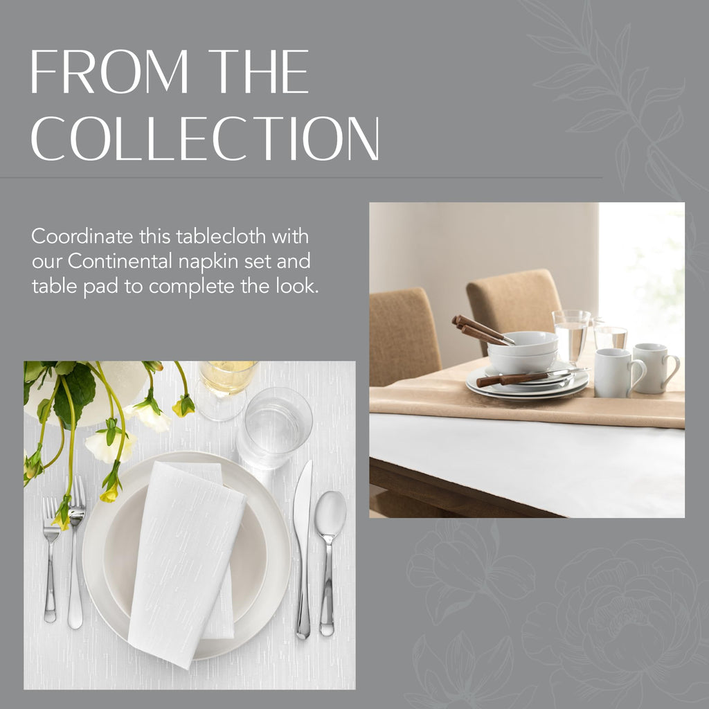Elrene Home Fashions Continental Solid Texture Water, Stain & Wrinkle Resistant Tablecloth, 90" Round, White
