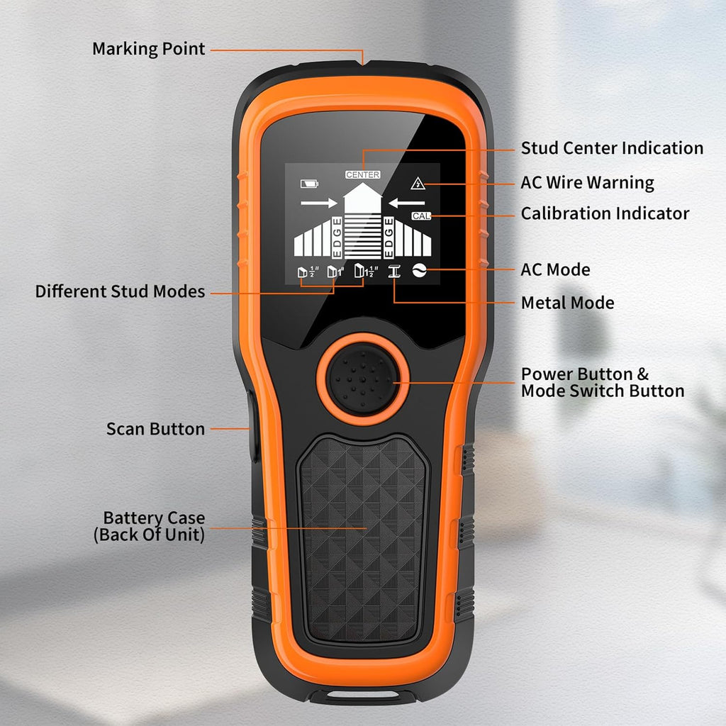 Skiennix Stud Finder Wall Scanner 5-in-1 - Detect Wood, Metal, Pipes & Wires | High-Def LCD & Alarm