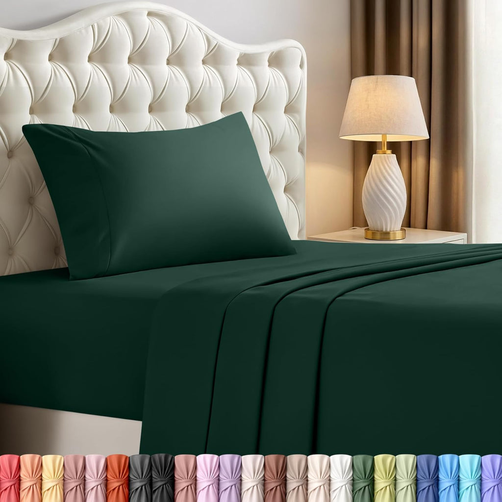 Utopia Bedding Twin Sheet Set - Soft & Breathable Microfiber, 3-Piece Bed Sheets | Emerald Green