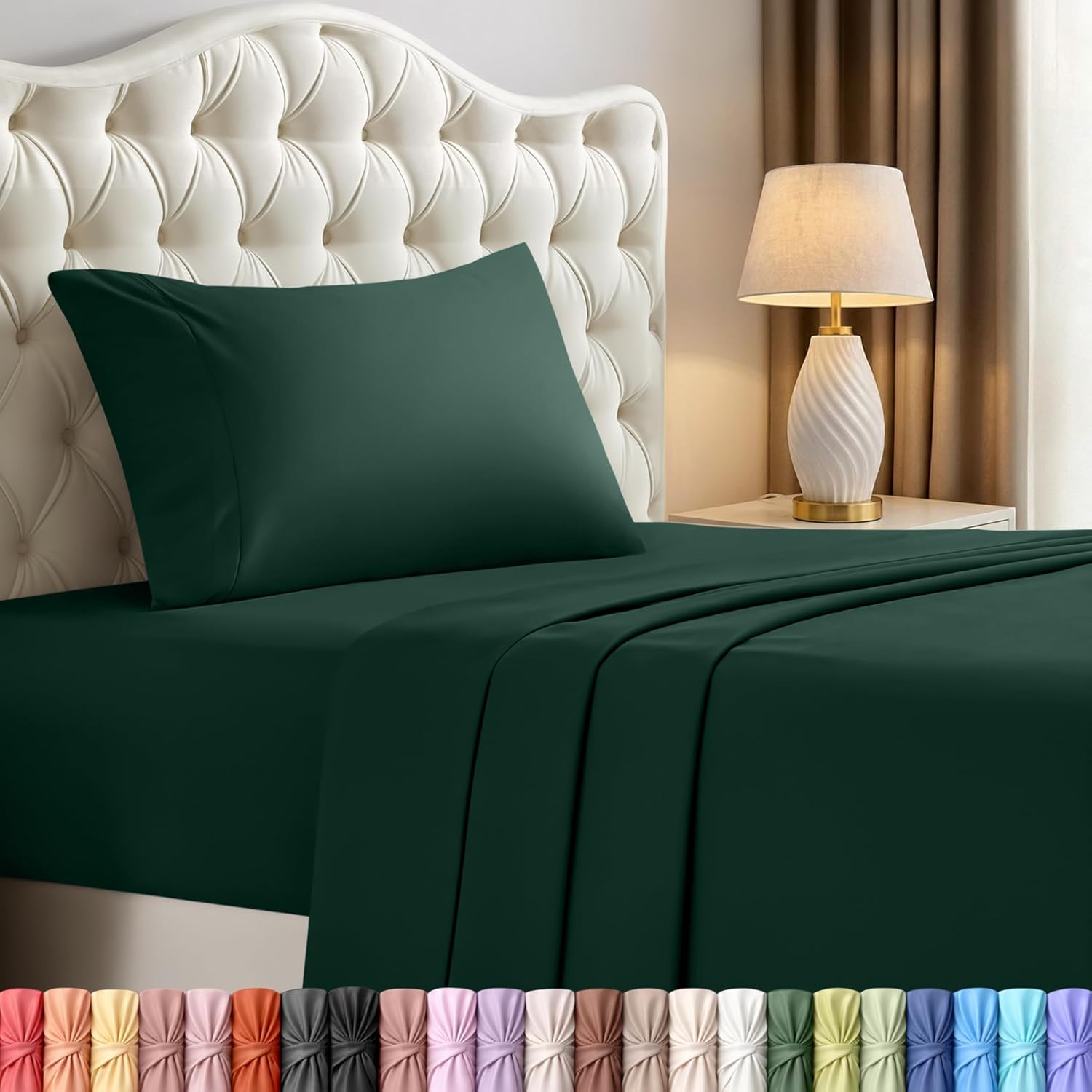 Utopia Bedding Twin Sheet Set - Soft & Breathable Microfiber, 3-Piece Bed Sheets | Emerald Green