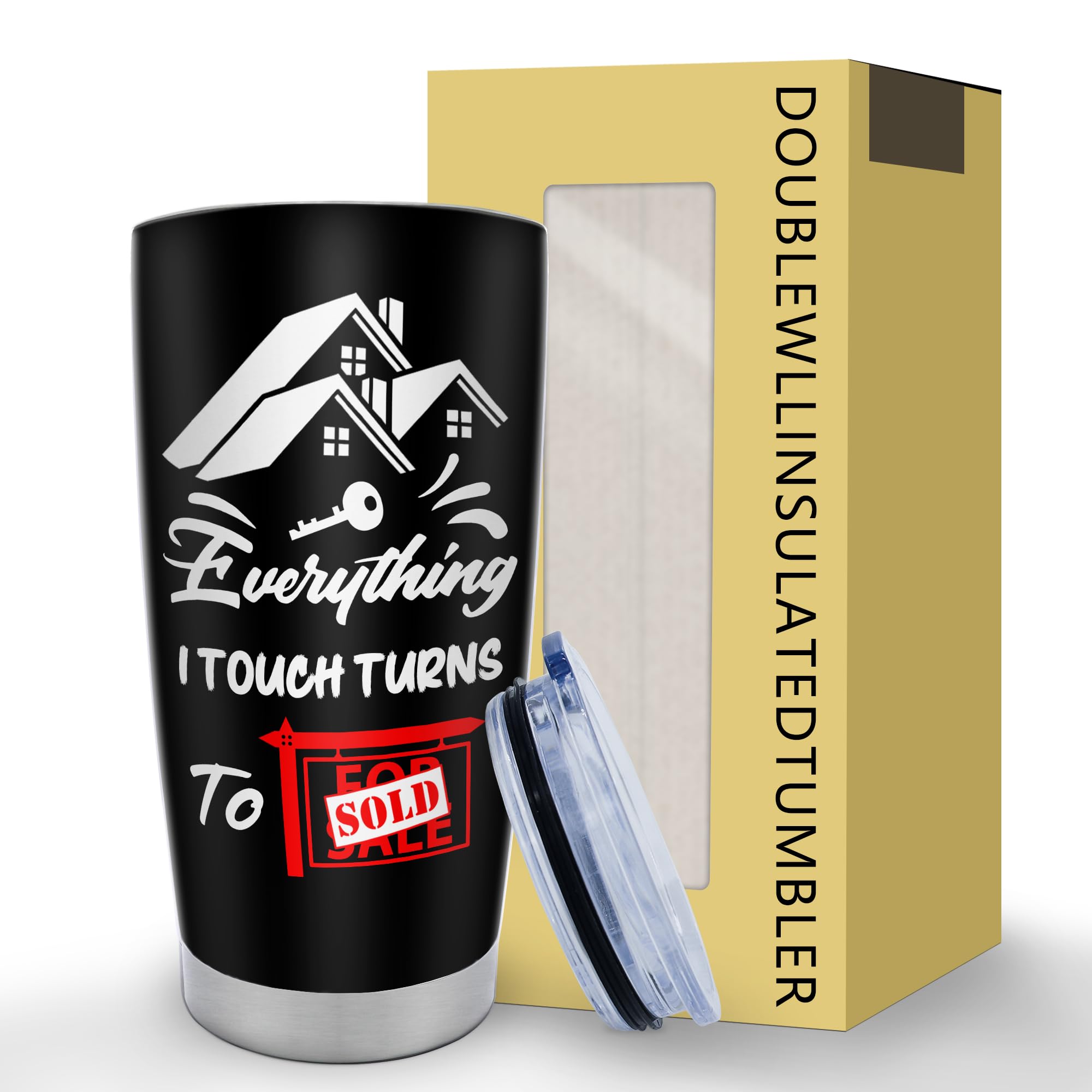 Coolertaste Realtor Gifts, Closing Gifts For Realtors, Gift For A Real Estate Agent Tumbler 20oz, Realtors Presents For Women Men, Funny Real Estate Presents Christmas, Salesman Birthday Gift Ideas