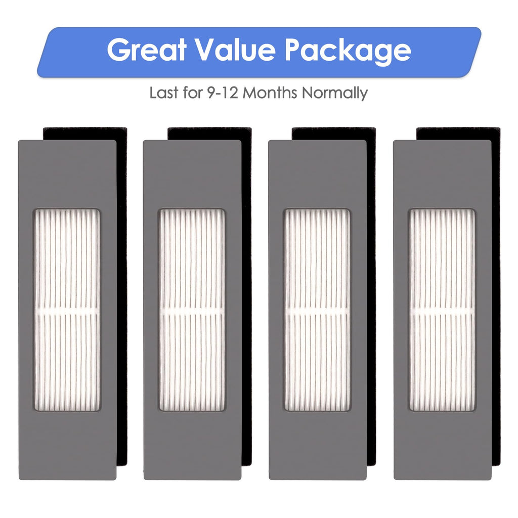 (4 Pieces) N10 HEPA Filter Compatible with Ecovacs Deebot N10 N10 Plus OZMO 920 950 T5 T8 Aivi MAX T9 N5 N7 N8+ N8 Pro Plus DX55 DX93 DJ65, Replacement Parts 4 Filters
