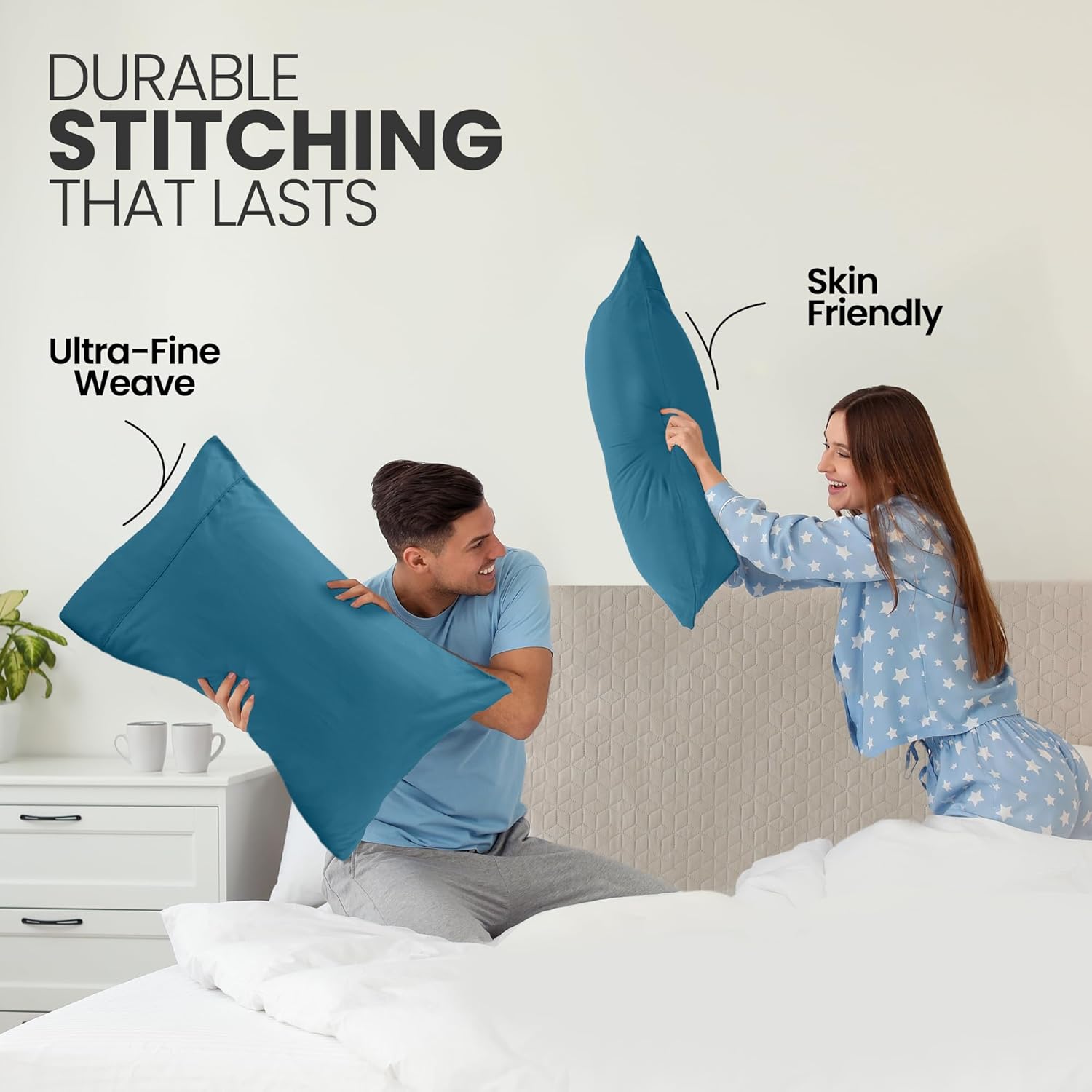 Utopia Bedding Queen Pillow Cases - Soft Brushed Microfiber - 2 Pack, Denim Blue, 20 x 30 Inches