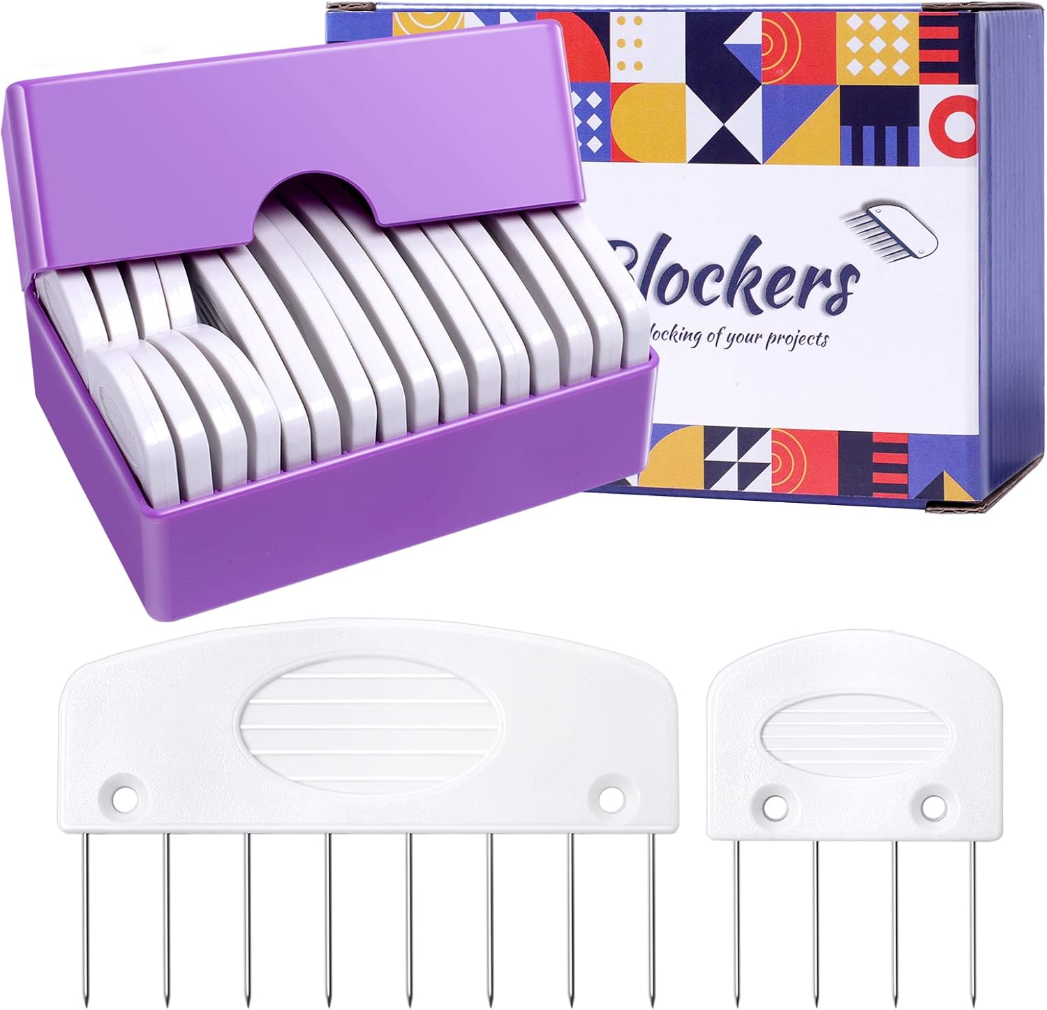 Skiennix Knit Blockers Kit - 20Pcs Blocking Combs & Pins for Knitting, Crochet, Lace Projects
