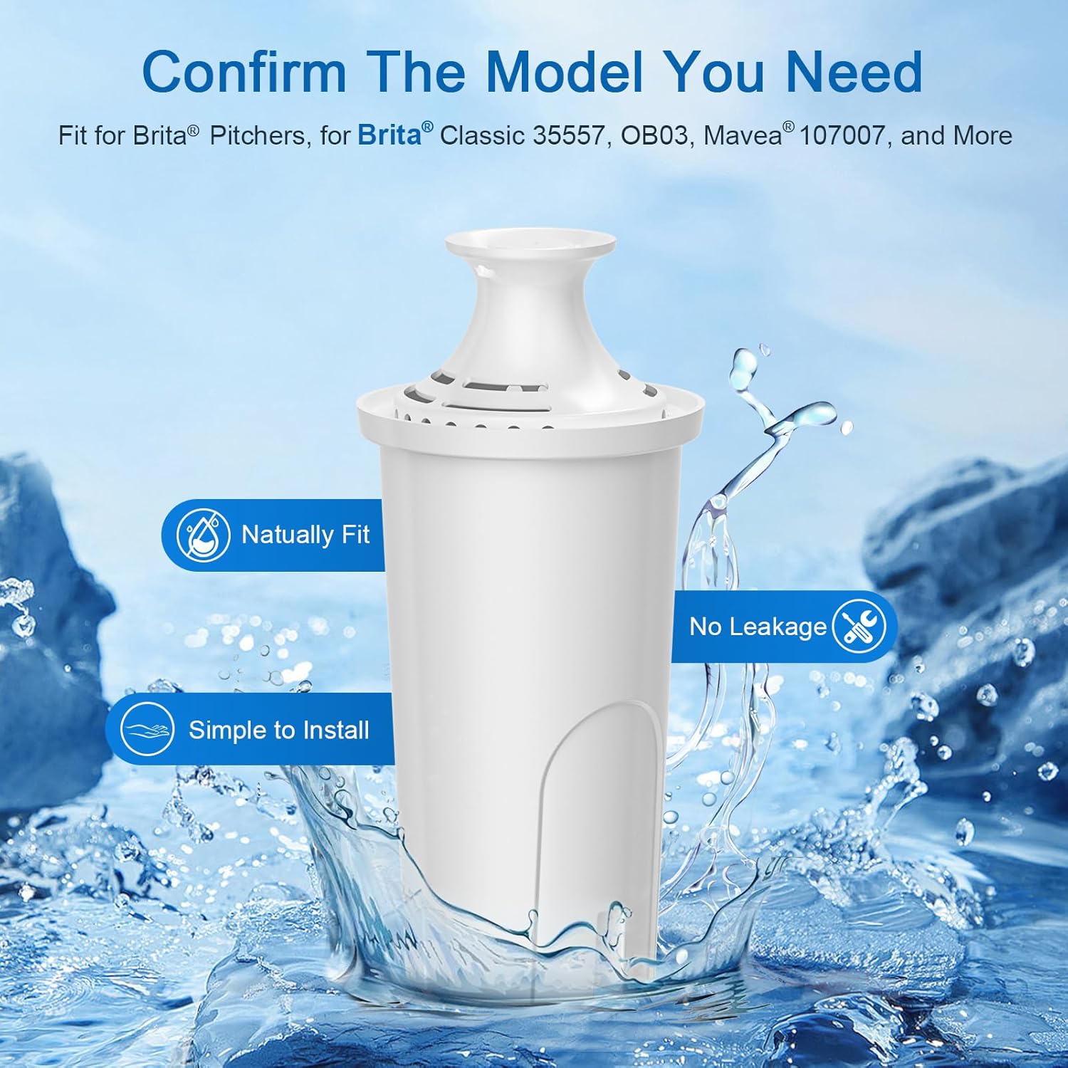 Brita Water Filter Replacement - Reduces Chlorine & Bad Taste | Lasts 2 Months | 3 Filters Included