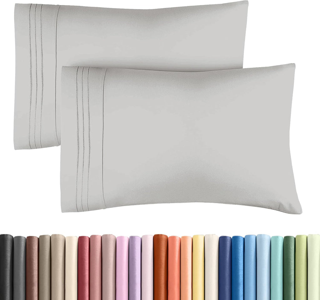 Regine Switzerland Queen Pillow Cases Set of 2 - Ultra Soft, Hotel Quality - Wrinkle Free, Fade Resistant - French Grey