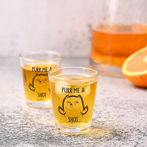 Futtumy Purr Me a Shot Glass, 2 OZ Cat Shot Glass, Funny Cat Gifts for Cats Lovers Men Women Cowoker Family Friend, Unique Present Idea Pet Lover BirthdayChristmas Gifts