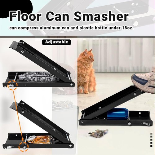Foot Can Crusher for Recycling, Heavy Duty Floor Can Crusher Smasher for Soda,Heavy Duty Portable Pedal Steel Floor Can Smashers for Beer Cans, Canned Pet Food, Metal/Plastic Bottle Soda Can Crushers