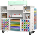 Skiennix Craft Organization Cart - Rolling Storage Solution with Large Drawer & 48 Vinyl Roll Holder | Ideal for Cricut Machines