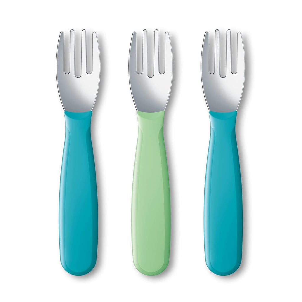 NUK Kiddy Cutlery Forks - Durable Stainless Steel, BPA & Latex-Free | 18+ Months, Set of 3