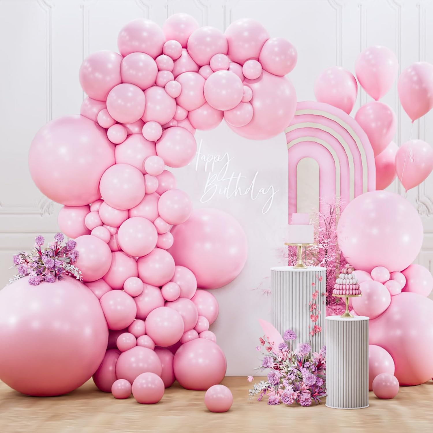 PartyWoo Light Pink Balloon Arch Kit - 127pcs in Various Sizes for Baby Showers & Birthdays | Pastel Pink