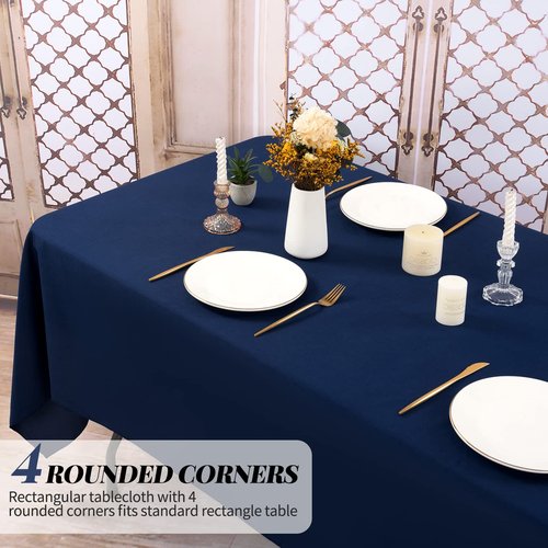 12 Pack 60 x 102 Inch Rectangle Tablecloth, Navy Blue Tablecloth for 6 Feet Rectangle Tables, Washable Fabric Table Cloth for Wedding Dining Table Buffet Parties Camping