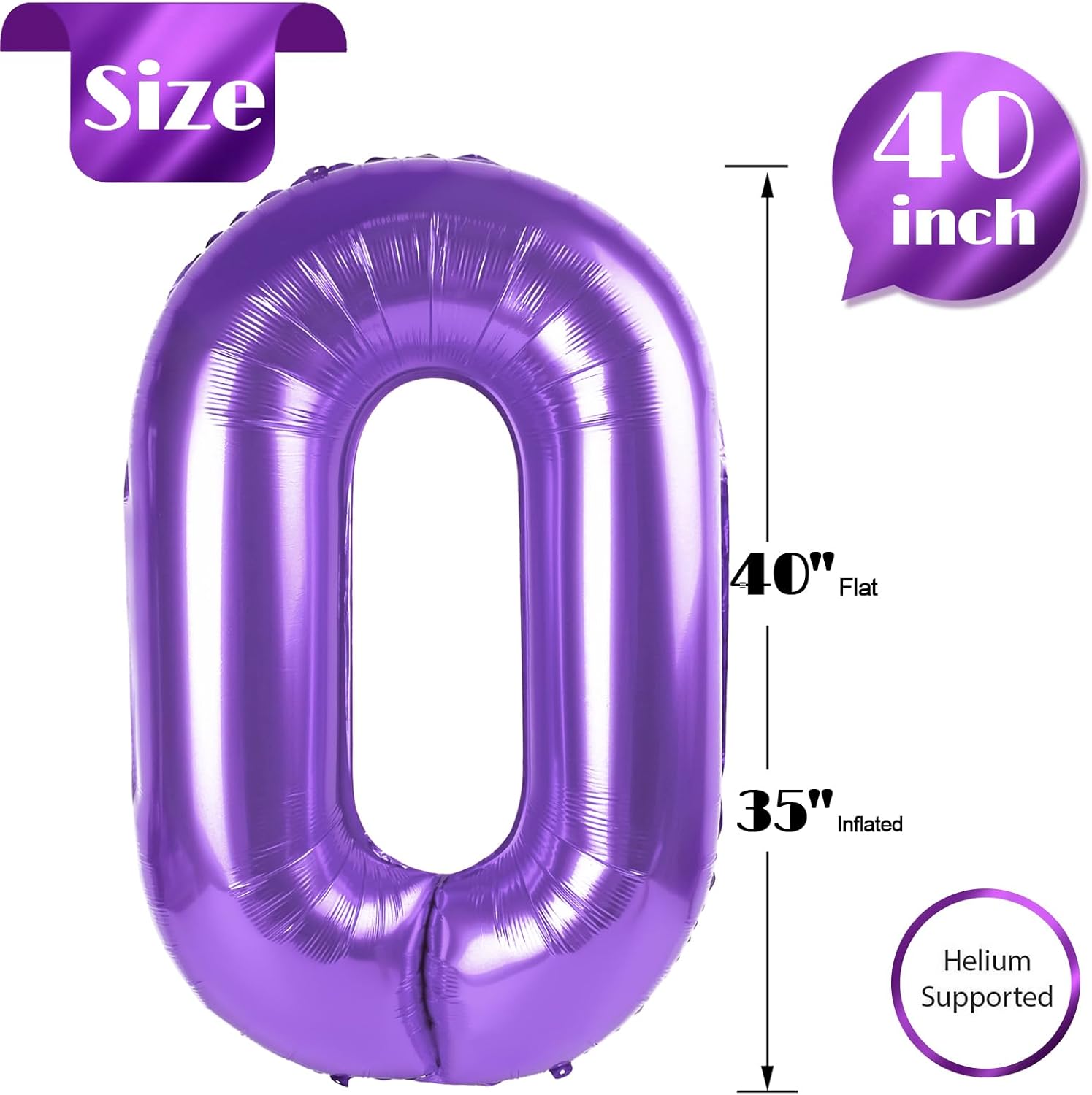 Purple Number Balloon - 40 Inch 0 Balloon for Birthday Celebrations | Perfect Party Supplies for All Ages