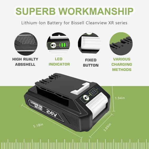 Gemho 2PACK 3.0Ah 24V Battery for Bissell Cleanview XR Series Cordless Vacuum Cleaner,Replacement for CleanView XR 4054 Battery Compatible with 3789U,3797V,Compatible with Greenworks 24V