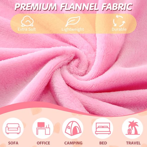 Fanfanwin 63 Pcs Spa Sleepover Party Supply Set 9 Pink Fleece Blankets 9 Fluffy Pink Heart Throw Pillows 9 Satin Eye Masks 9 Spa Headband 9 Wristband 9 Plush Scrunchies 9 Gift Bags for Slumber Party