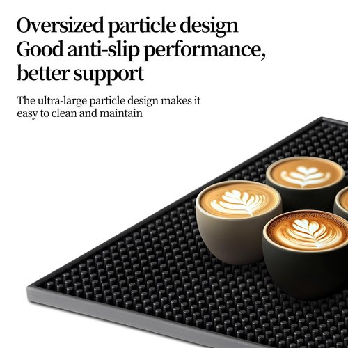 Bar Mats Countertop Coffee Mat for Home Bar, Service Spill Mat for Cocktail Bartender Kitchen, Counter Top Cup Glasses Dish Drying Mat, Hairdressing Tool Protective pad.Black, 18"x12"Easy to Clean
