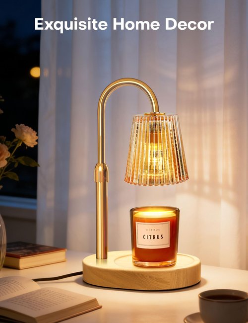 YCCZSZO Candle Warmer Lamp with Timer Dimmer Adjustable Height, Electric Wax Melts Warmer for Jar Candles, Birthday Christmas House Warming Gifts for Women Mom, New Home Bedroom Decor with 2 Bulbs